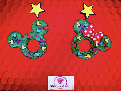 Pendientes cabeza de ratón Mouse head earrings Freak earrings Christmas earrings Navidad Corona navideña guirnalda Mouse