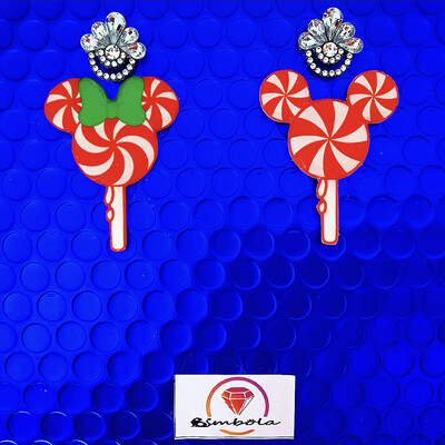 Pendientes Mouse earrings Freak earrings Christmas Earrings Pendientes Navidad peppermint candy cane 