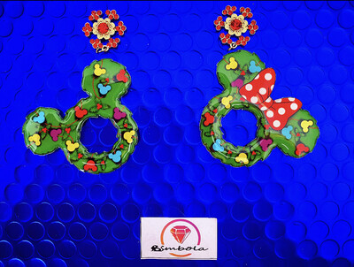 Pendientes cabeza de ratón Mouse head earrings Freak earrings Christmas earrings Navidad Corona navideña guirnalda Mouse