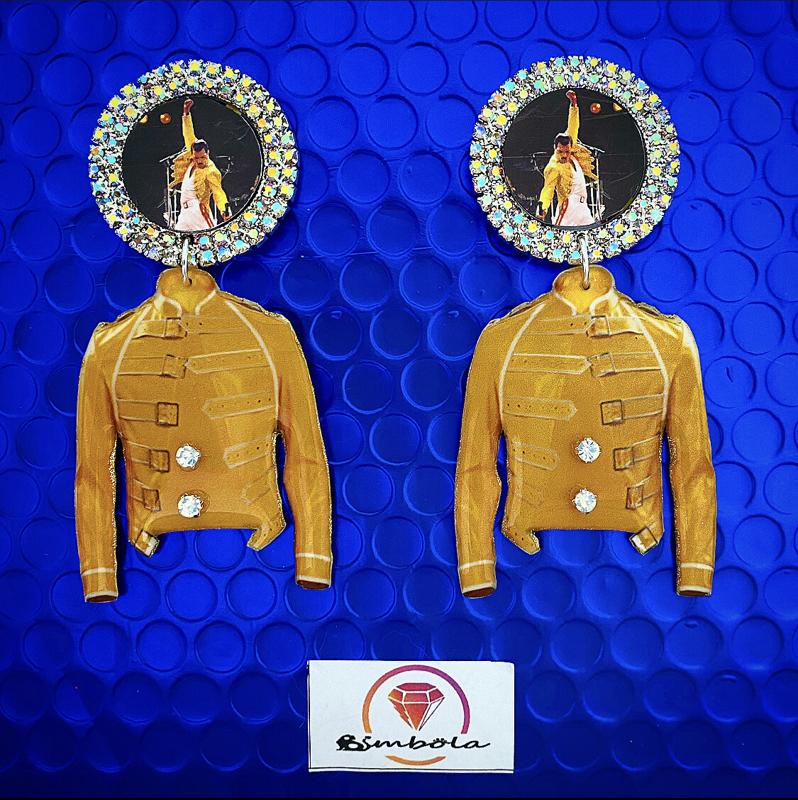 PENDIENTES FREDDI PENDIENTES MERCURY JACKET EARRINGS FUNNY EARRINGS HANDMADE EARRINGS CHAQUETA AMARILLA