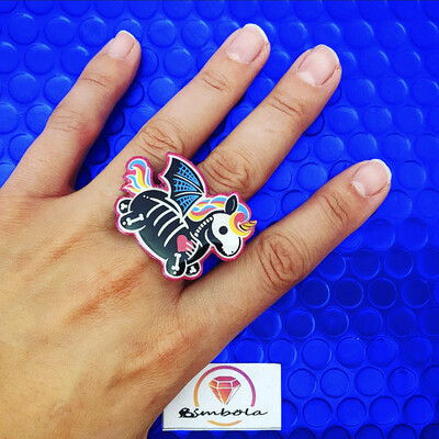 ANILLO UNICORNIO UNICORN RING SKULL RING CARTOON RING ADJUSTABLE RING 