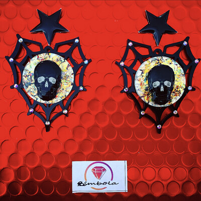 Pendientes calavera skull earrings pendientes telaraña spiderweb earrings pendientes Halloween earrings