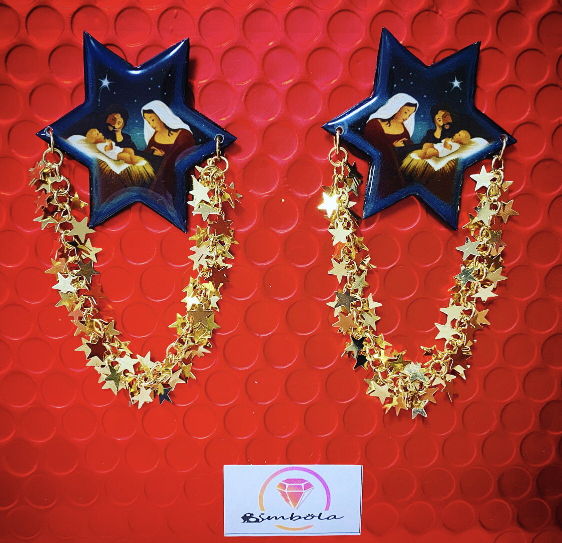 Pendientes Navidad Christmas earrings pendientes Estrella pendientes virgen pendientes navideños nacimiento 
