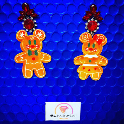 Pendientes jengibre Gingerbread earrings Freak earrings Christmas earrings pendientes navidad 