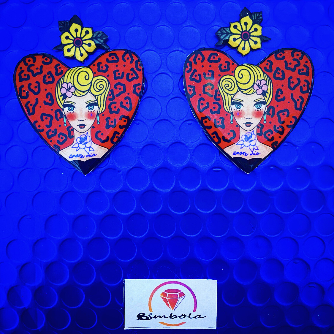 Pendientes pin up earrings pendientes animal print earrings Pendientes chica Pendientes corazón TURBANTES MUTANTES design pendientes old school earrings