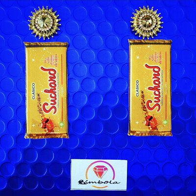 PENDIENTES TURRÓN CHOCOLATE SUCHARD EXCLUSIVOS  EARRINGS FUNNY EARRINGS HANDMADE EARRINGS 