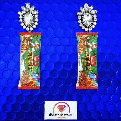 PENDIENTES TURRÓN CHOCOLATE JUNGLY EXCLUSIVOS  EARRINGS FUNNY EARRINGS HANDMADE EARRINGS 