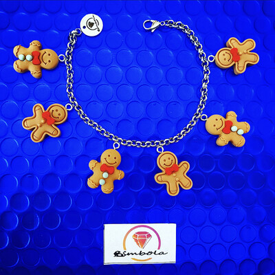 Bimbolina pulsera jengibres pulsera gingerbread bracelet glitter pulsera acero charms bracelet 