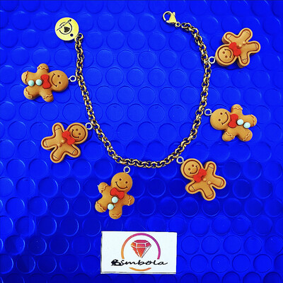 Bimbolina pulsera galletas de jengibre pulsera gingerbread bracelet glitter pulsera acero charms bracelet 