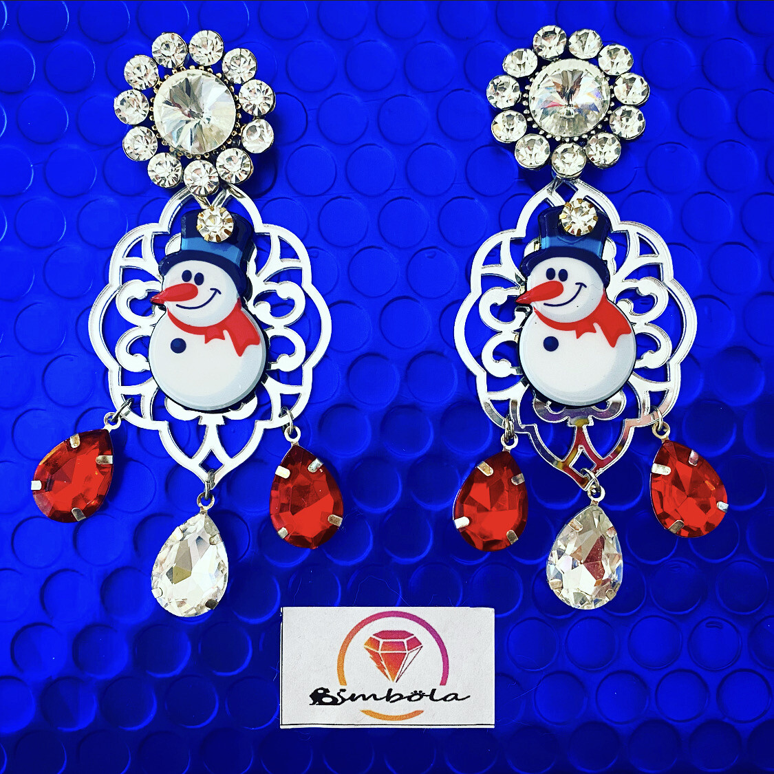 Pendientes Navidad Christmas earrings Freak earrings acrilic earrings pendientes muñeco de nieve snowman earrings 
