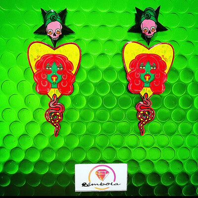 PENDIENTES MUJER SERPIENTE SNAKE WOMAN EARRINGS TURBANTES MUTANTES ANITA PIN UP DESING MEDUSA