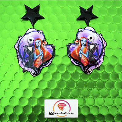 PENDIENTES JACK SALLY PENDIENTES TIM BURTON EARRINGS NIGHTMARE BEFORE CHRISTMAS EARRINGS PENDIENTES HALLOWEEN EARRINGS PESADILLA ANTES DE NAVIDAD