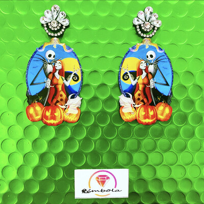 PENDIENTES JACK SALLY PENDIENTES TIM BURTON EARRINGS NIGHTMARE BEFORE CHRISTMAS EARRINGS PENDIENTES HALLOWEEN EARRINGS PESADILLA ANTES DE NAVIDAD