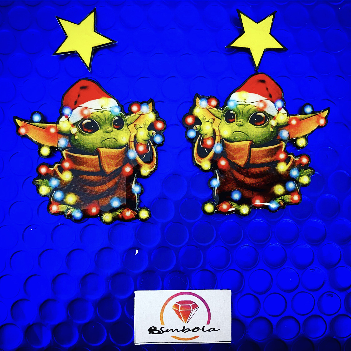 Pendientes Grogu Baby Yoda earrings funny glitter handmade earrings Navidad Christmas earrings
