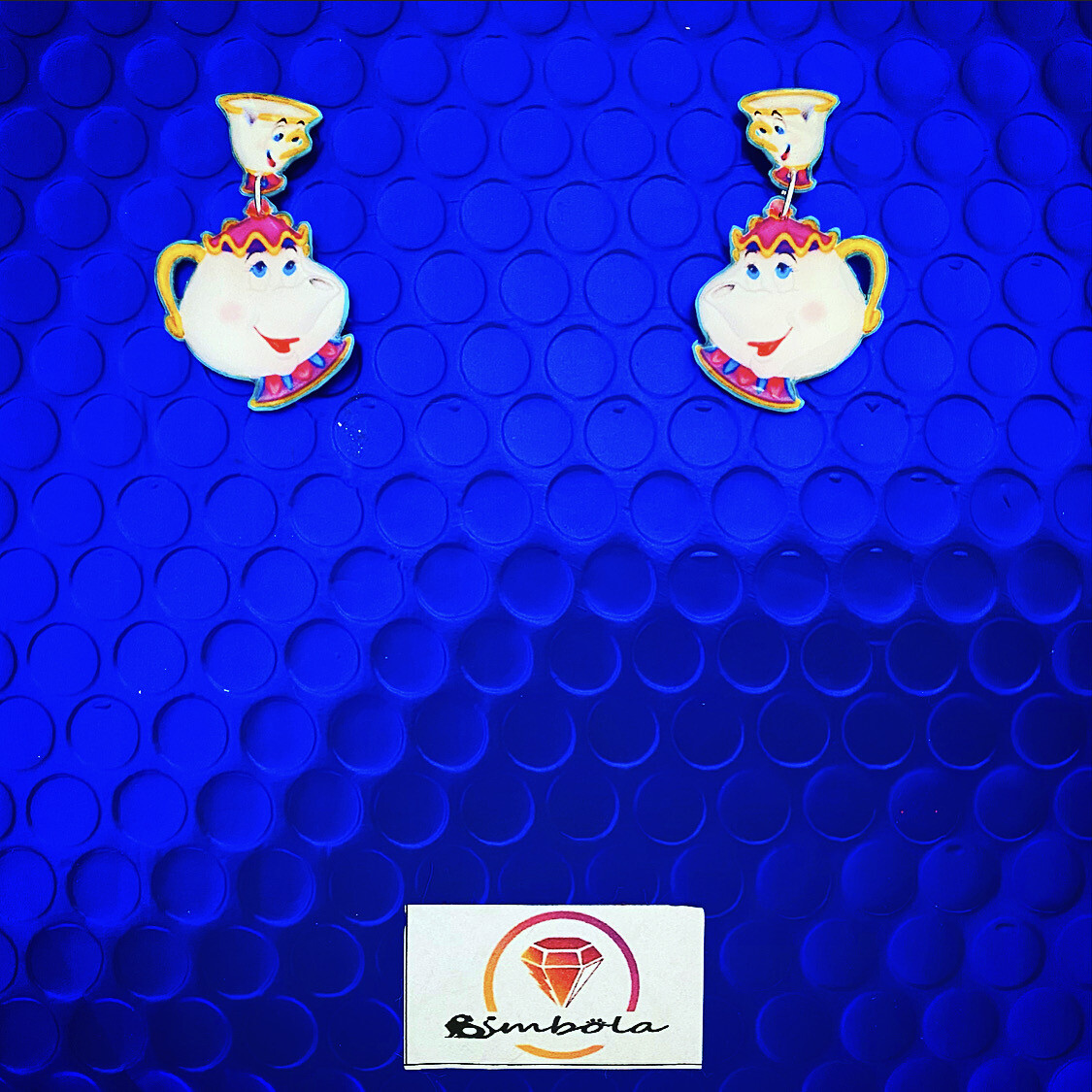 PENDIENTES LA BELLA PENDIENTES SEÑORA POTT BEAUTY BEAST EARRINGS PENDIENTES TETERA TAZA BIMBOLITOS