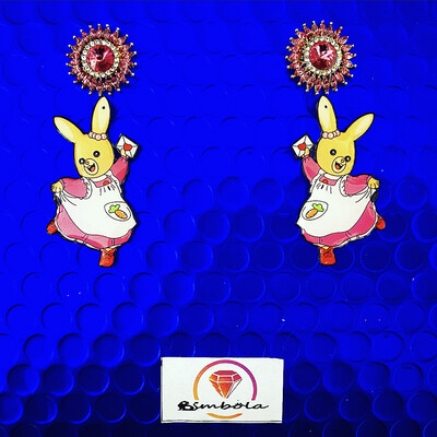 PENDIENTES CONEJITA EARRINGS FUNNY EARRINGS HANDMADE EARRINGS RABBIT EARRINGS ALDEA DEL ARCE