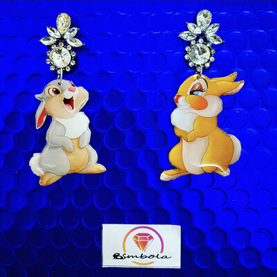 PENDIENTES CONEJO RABBIT EARRINGS FUNNY EARRINGS HANDMADE EARRINGS TAMBOR DIBUJOS ANIMADOS