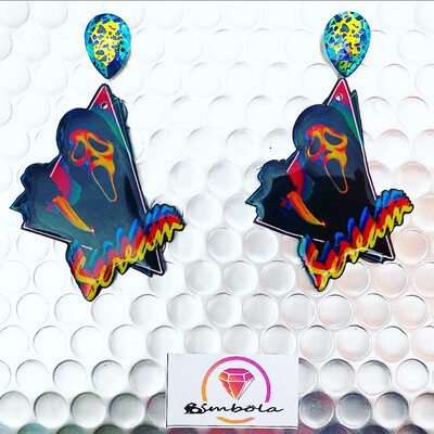 PENDIENTES SCREAM EARRINGS FUNNY EARRINGS HANDMADE EARRINGS CARTOON EARRINGS HALLOWEEN 