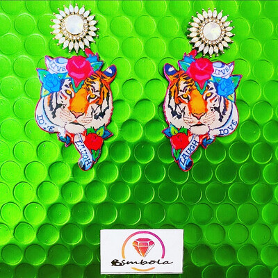 Pendientes tigre tiger earrings tattoo earrings pendientes NENI’S custom design