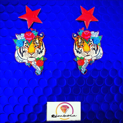 Pendientes tigre tiger earrings tattoo earrings pendientes NENI’S custom design