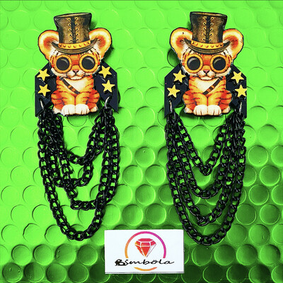 Pendientes tigre tiger earrings steampunk earrings 