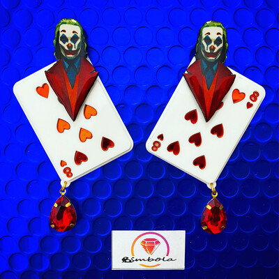 Pendientes Joker payaso clown earrings carta