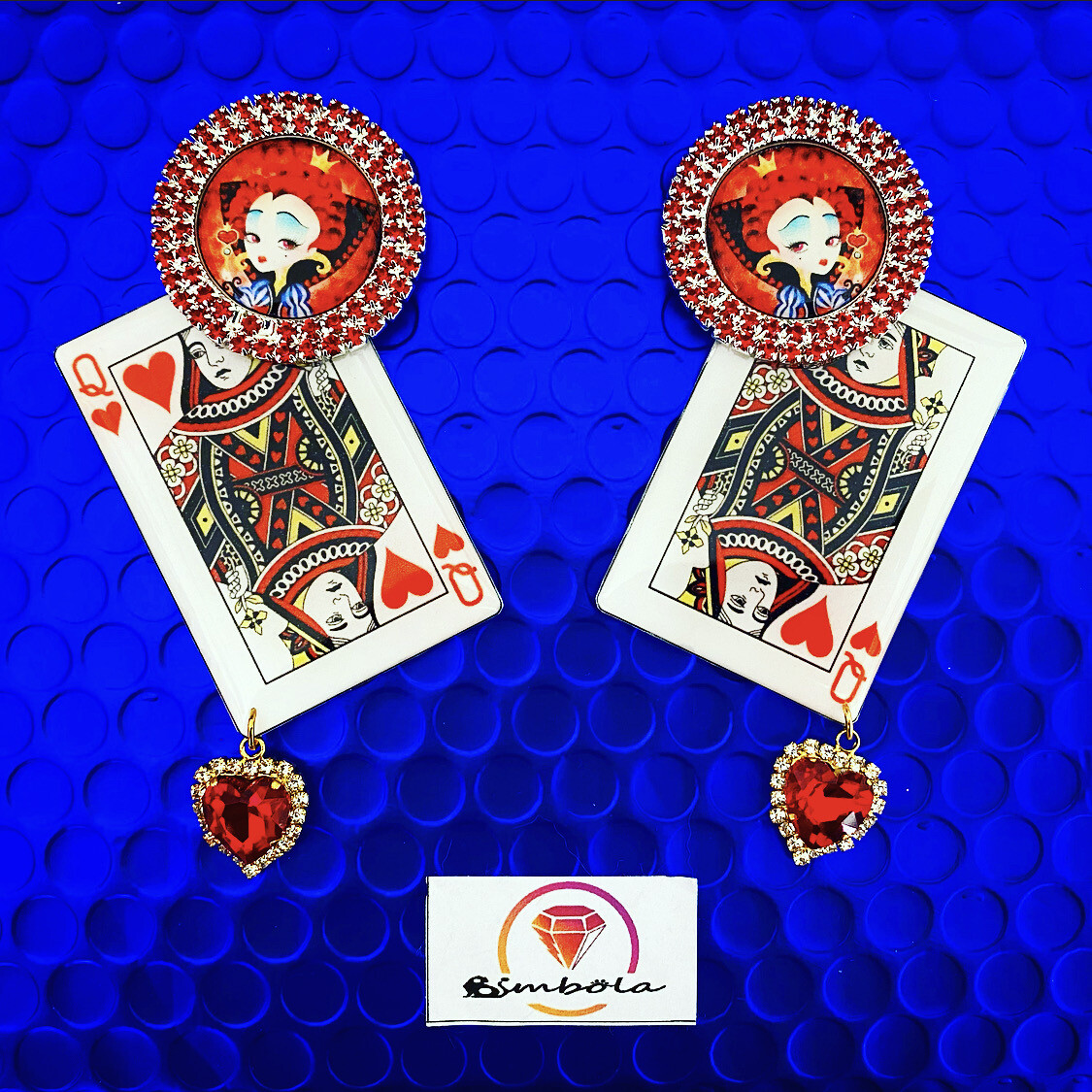 Pendientes Reina de corazones Alicia en el país de las maravillas earrings carta poker