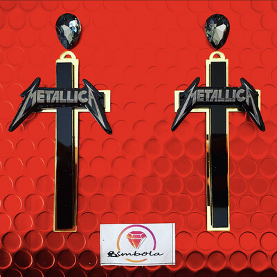 PENDIENTES CRUZ METALLICA WOMAN EARRINGS HANDMADE CROSS CRUCES