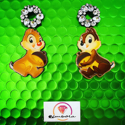 PENDIENTES CHIP Y CHOP EARRINGS FUNNY EARRINGS SQUIRREL EARRINGS DIBUJOS ANIMADOS ARDILLAS 