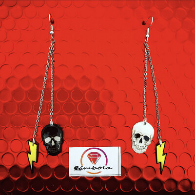PENDIENTES RAYO PENDIENTES CALAVERAS RAY EARRINGS PENDIENTES RAYITO PENDIENTES LIGEROS FUNNY EARRINGS ROCK EARRINGS SKULL EARRINGS 