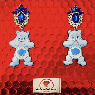 Pendientes oso amoroso pendientes bear earrings handmade earrings glitter earrings lovely earrings care bears earrings 