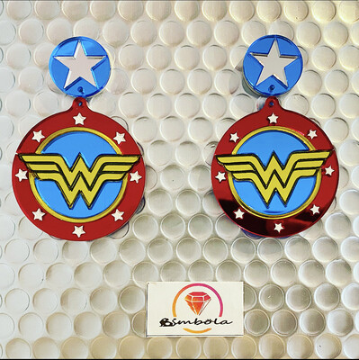 PENDIENTES MUJER MARAVILLA PENDIENTES WONDER PENDIENTES WOMAN EARRINGS METACRILATO