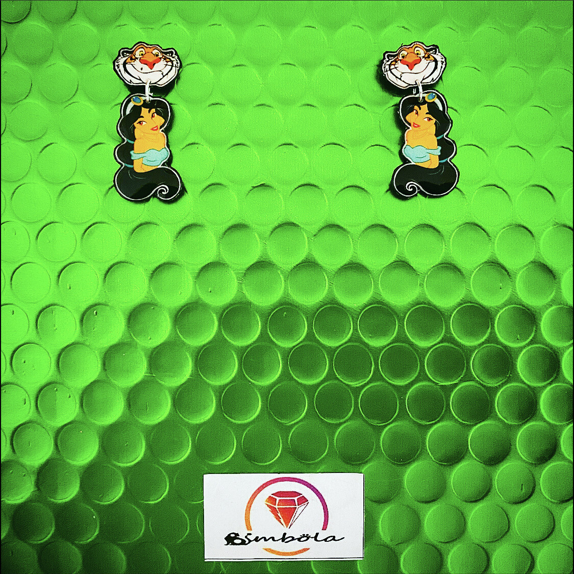 Pendientes Yasmine Aladdin Jasmine Yasmin tiger tigre Rajah earrings Bimbolitos