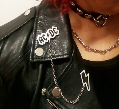 BI-PIN ROCK PIN ROCK BROOCH PIN DOUBLE CHAIN DOBLE CADENA BROCHE ROCK