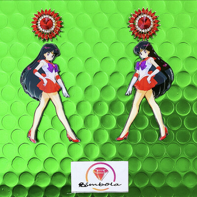 Pendientes Sailor earrings Pendientes Guerrero Marte funny earrings manga anime moon
