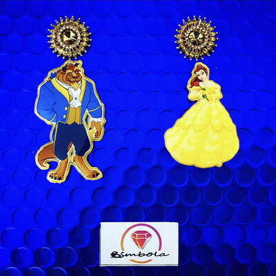 PENDIENTES BELLA PENDIENTES BESTIA BEAUTY BEAST EARRINGS pendientes dibujos animados cartoon earrings 