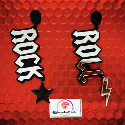 PENDIENTES ROCK ROLL EARRINGS PENDIENTES RAYO FUNNY EARRINGS ROCK EARRINGS metacrilato acrílico 