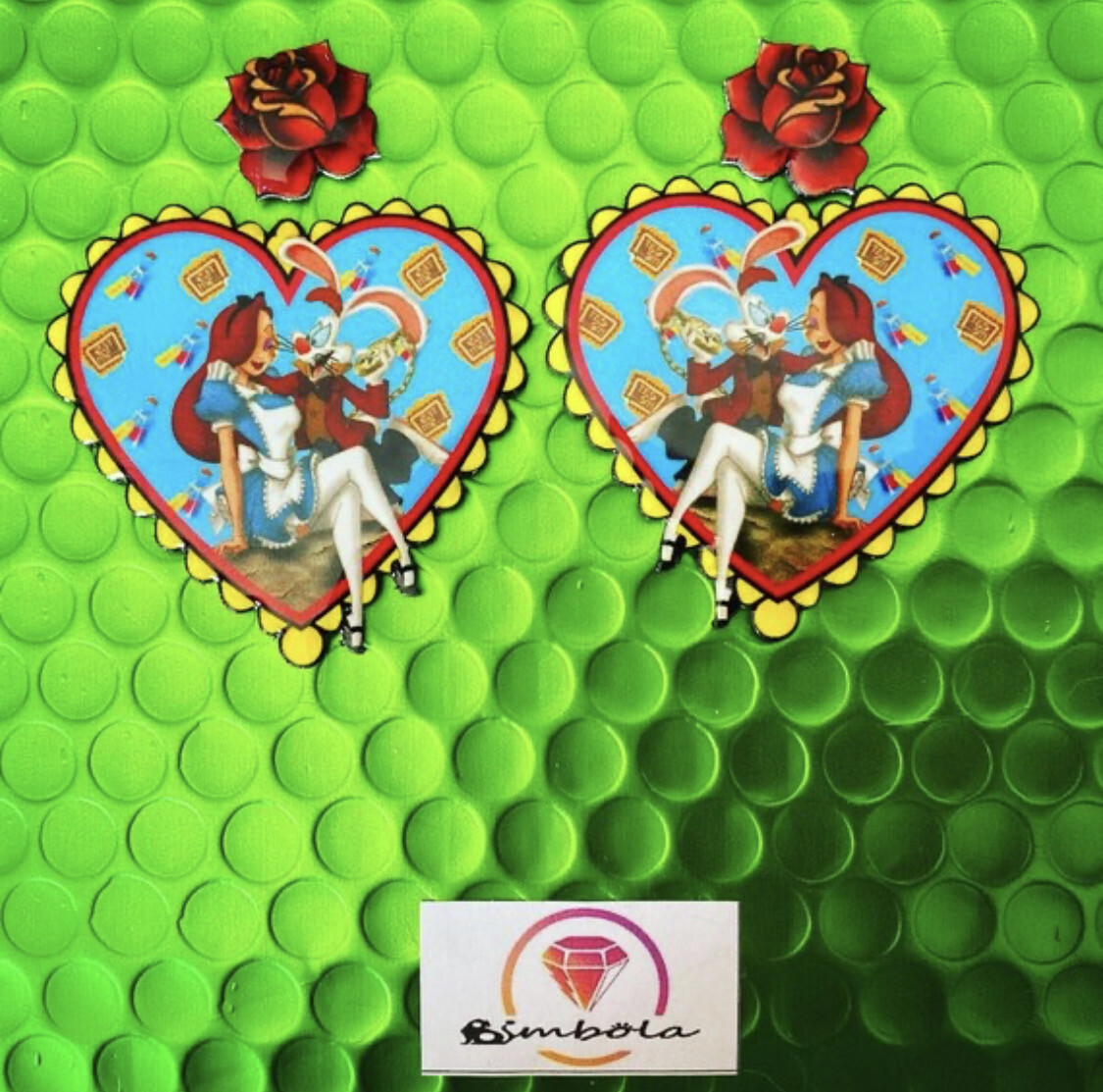 Pendientes Jessica Rabbit earrings Alice in wonderland Alicia en el país de las maravillas 