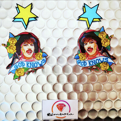 Pendientes Freddi pendientes Mercury earrings pendientes Queen earrings glitter earrings NENI’S desing pop art earrings god knows