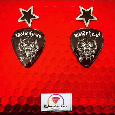 Pendientes Motorhe earrings funny earrings glitter earrings handmade earrings púa de guitarra pendientes rockeros rock earrings pua spike 