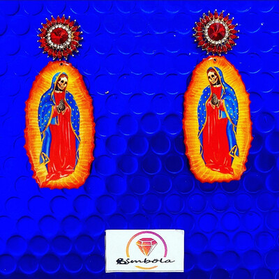 PENDIENTES SANTA MUERTE PENDIENTES GUADALUPE EARRINGS HALLOWEEN EARRINGS EXCLUSIVE DESIGN ENTE SHOP VIRGEN