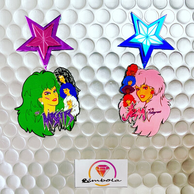 PENDIENTES JEM EARRINGS FUNNY HANDMADE CARTOON DIBUJOS ANIMADOS PENDIENTES JEM Y LOS HOLOGRAMAS