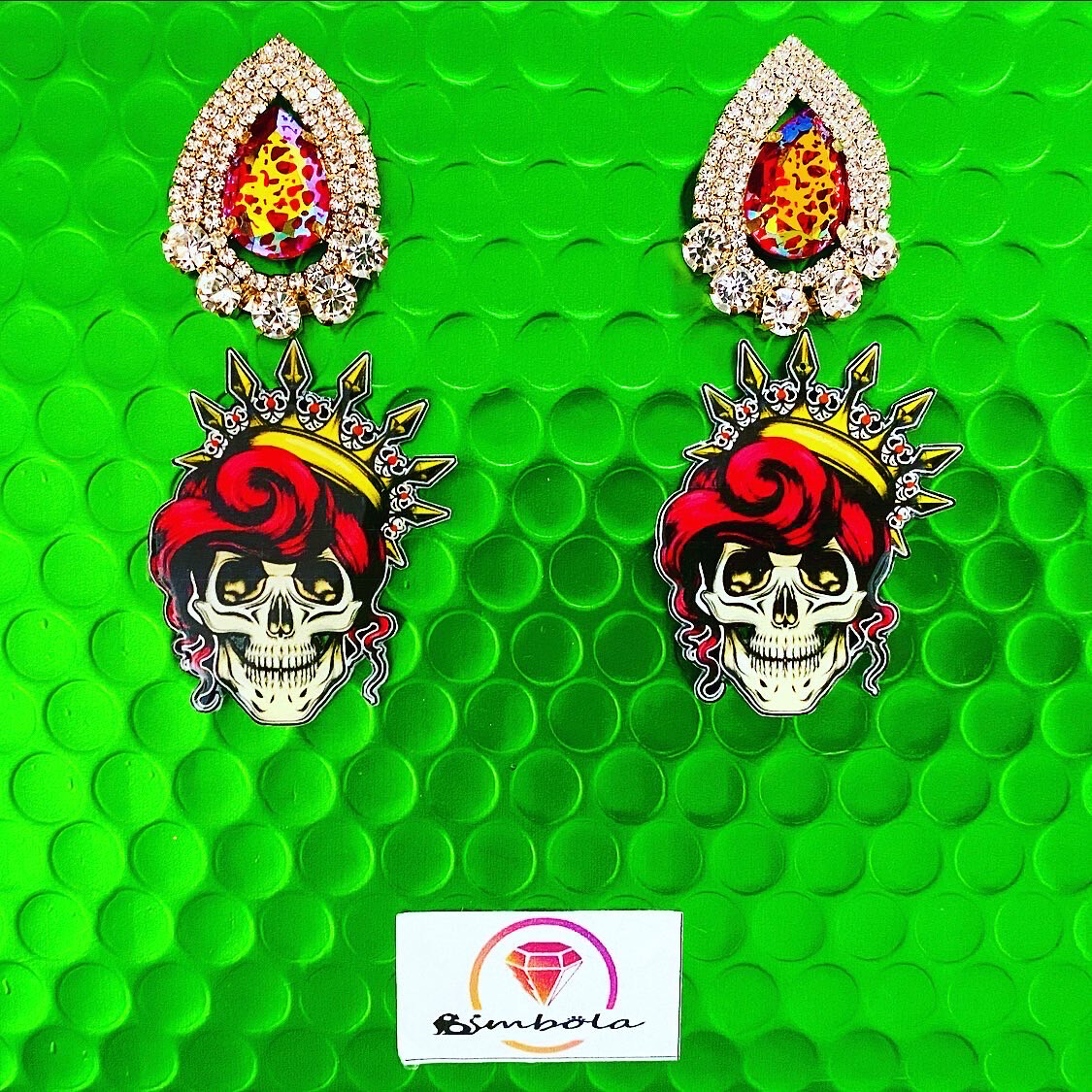 PENDIENTES CALAVERAS HALLOWEEN ROSAS CADENAS EXCLUSIVOS SKULL EARRINGS FUNNY HANDMADE 