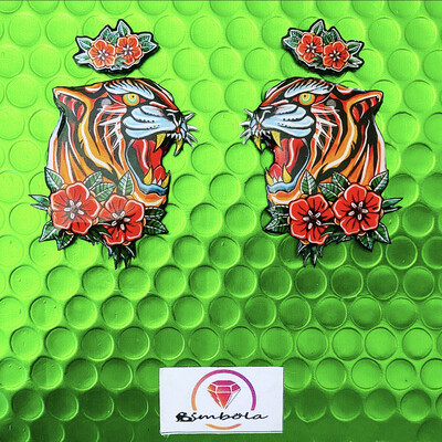 PENDIENTES tigre tiger earrings tattoo old school earrings EXCLUSIVE DESIGN ENTE SHOP