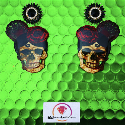 PENDIENTES CALAVERAS HALLOWEEN ROSAS CADENAS EXCLUSIVOS SKULL EARRINGS FUNNY HANDMADE 