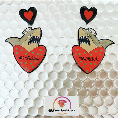 Pendientes tiburones Pendientes pin up earrings pendientes tattoo earrings Pendientes chica Pendientes corazón TURBANTES MUTANTES design pendientes old school earrings