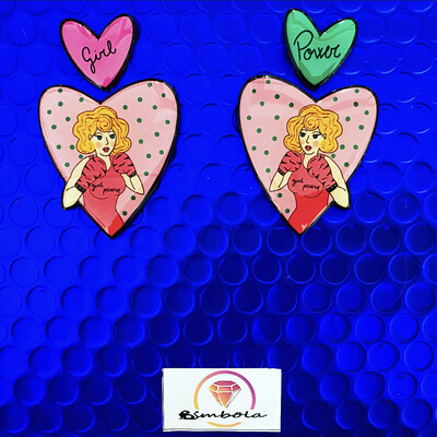 Pendientes girl power earrings pendientes tattoo earrings Pendientes chica Pendientes corazón TURBANTES MUTANTES design pendientes old school earrings