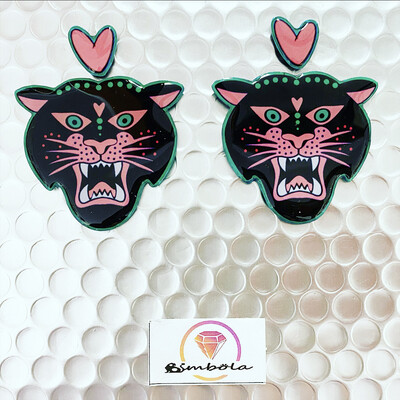 Pendientes pin up earrings pendientes tattoo earrings Pendientes pantera TURBANTES MUTANTES design pendientes old school earrings