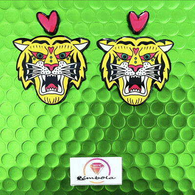 Pendientes tigre Pendientes pin up earrings pendientes tattoo earrings Pendientes TURBANTES MUTANTES design pendientes old school earrings