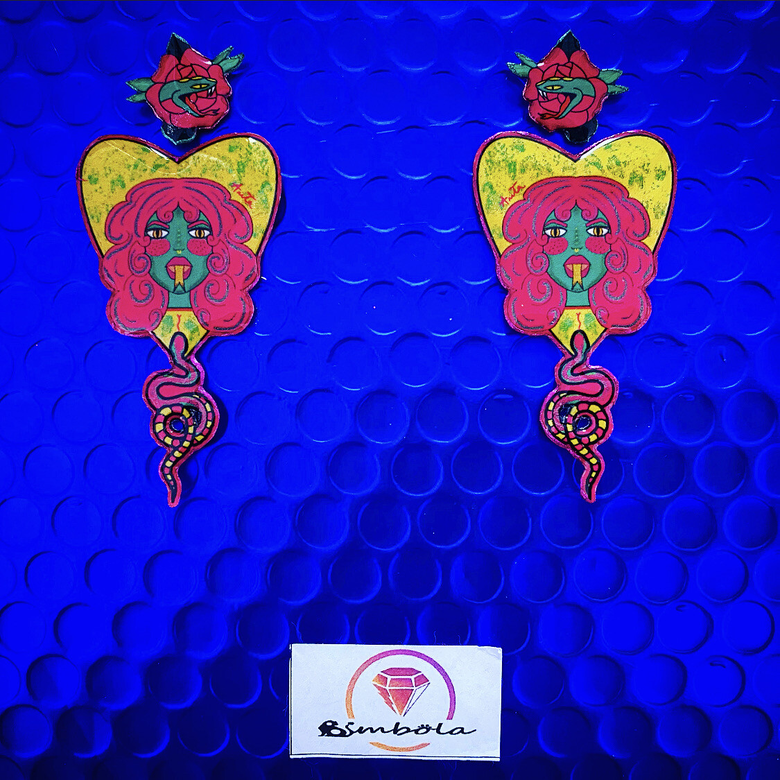 PENDIENTES MUJER SERPIENTE SNAKE WOMAN EARRINGS TURBANTES MUTANTES ANITA PIN UP DESING MEDUSA